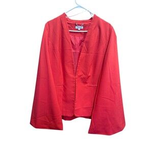 Simply Be Plus Size 24 Red Blazer Open Front Career Jacket